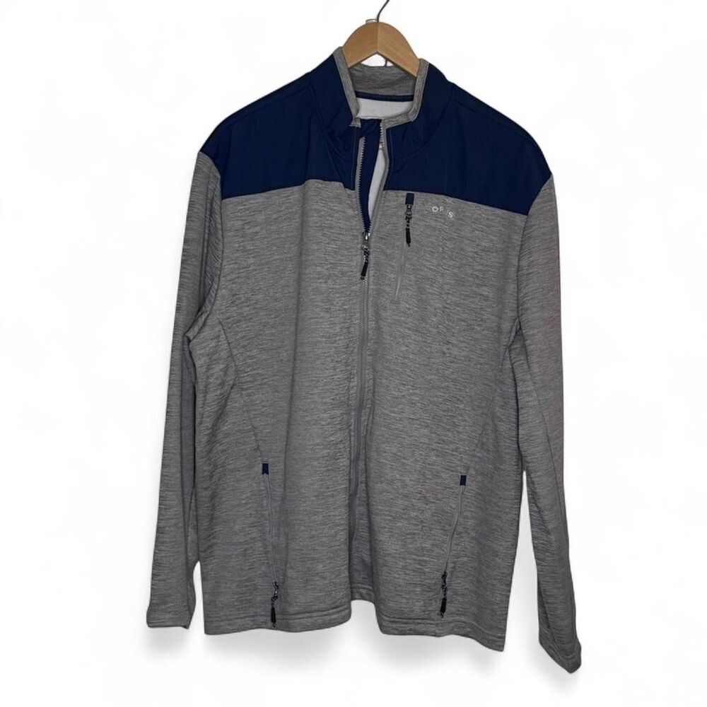 Orvis Full Zip Fleece Blue and Grey Jacket Size XXL